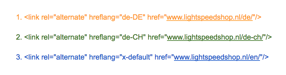 voorbeeld van Href lang tags