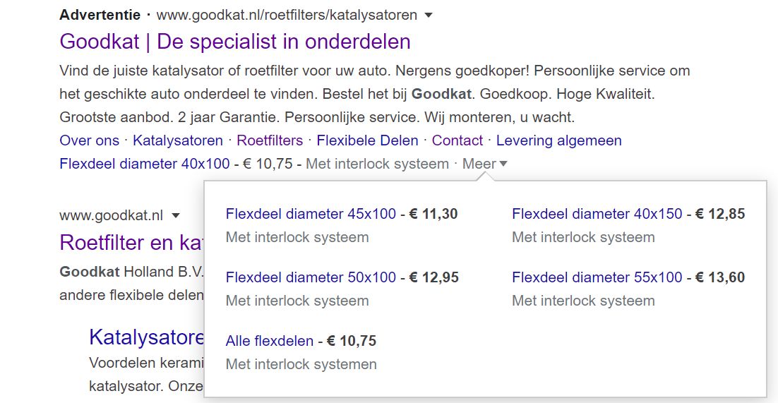 Prijsextensie Prijs extensie